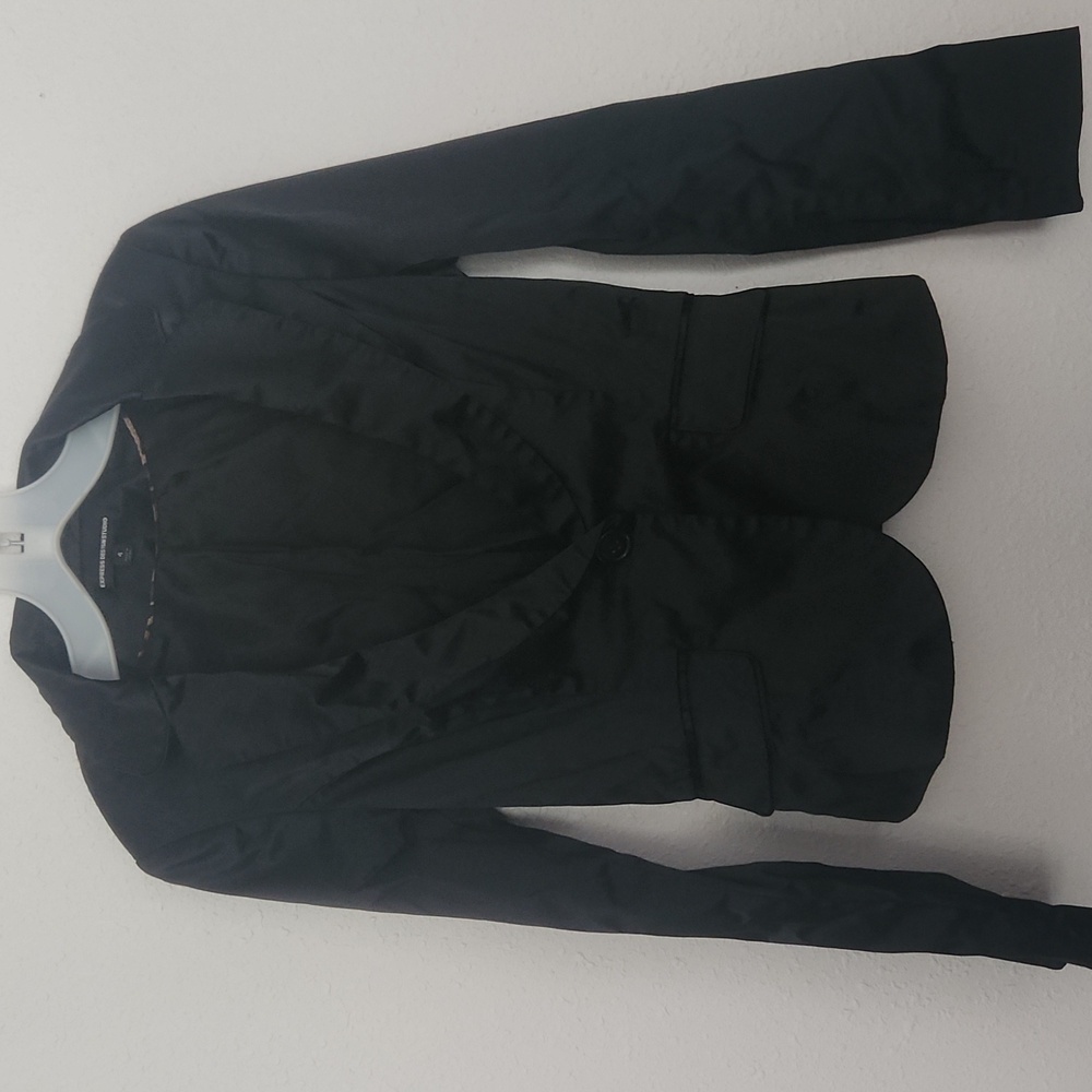 🌞2/$30 // EXPRESS DESIGN STUDIO: Black Satin Blazer - Picture 2 of 8